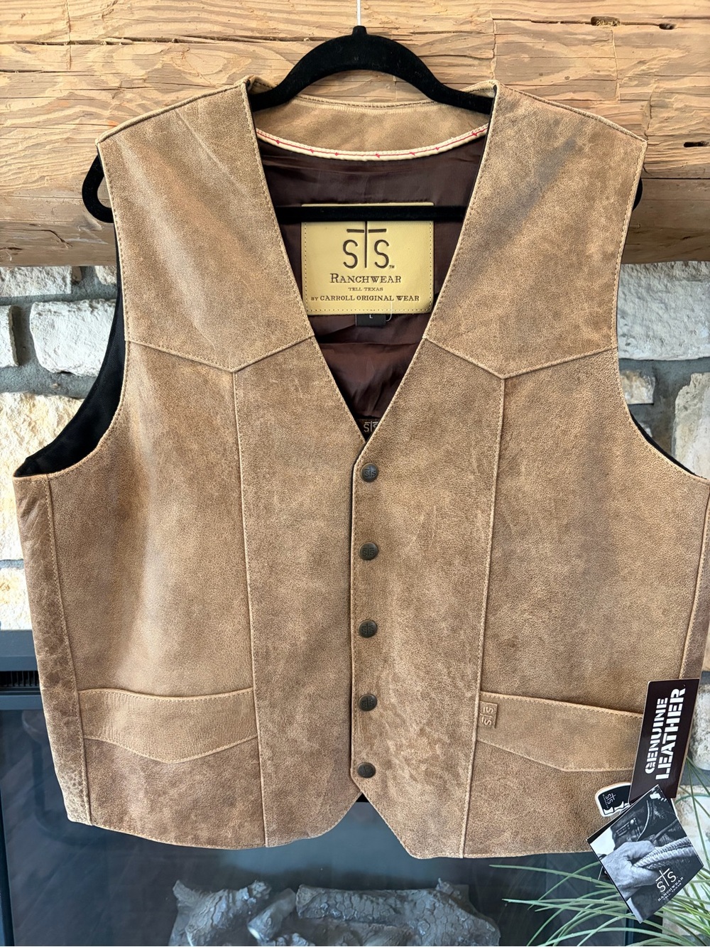 STS Ranchwear Men's chisum Genuine Leather Western Vest - conceal carry